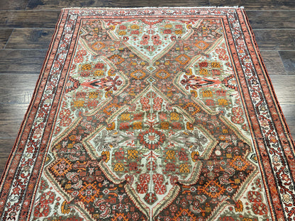 Wonderful Antique Persian Malayer Rug 4x6, Wool Hand Knotted Authentic Oriental Carpet, Very Fine