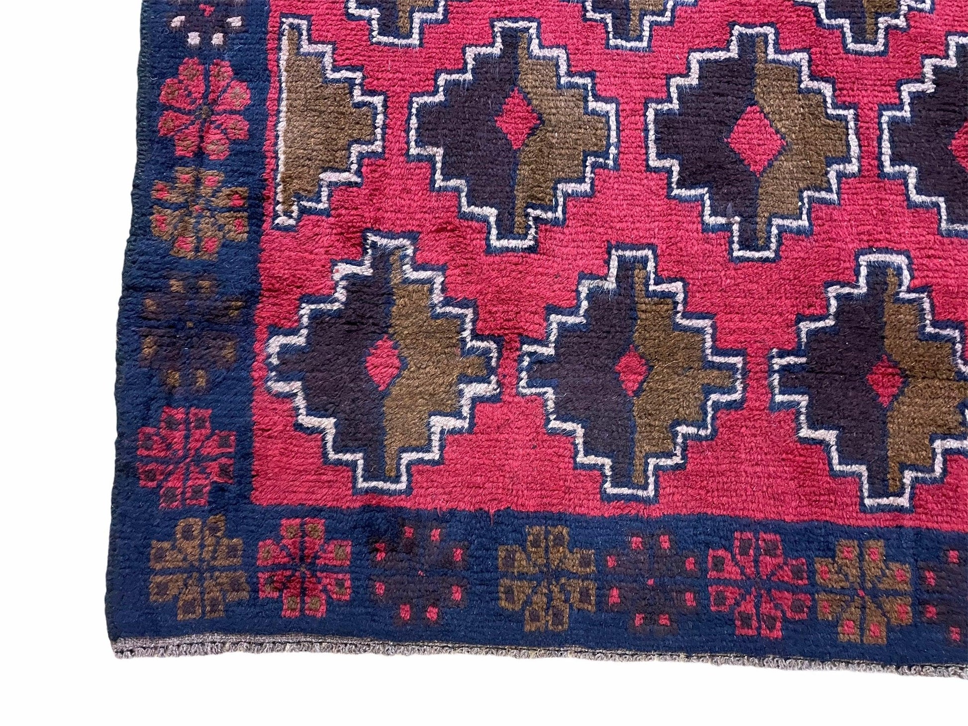3' X 4' 7" Vintage Handmade Tribal Wool Rug Balouchi Rug Afghan Rug Red Brown - Nuvé
