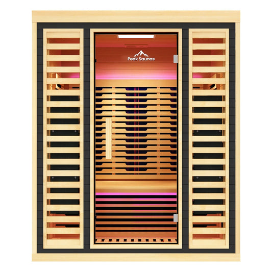 Peak Saunas Denali Luxury 3-Person Full Spectrum Infrared Sauna with Two XL Medical-Grade Red Light Therapy Panels & Smart WiFi App Control - Nuvé
