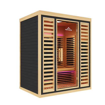 Peak Saunas Denali Luxury 3-Person Full Spectrum Infrared Sauna with Two XL Medical-Grade Red Light Therapy Panels & Smart WiFi App Control - Nuvé