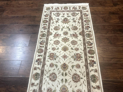 Pak Persian Runner Rug 2.6 x 8ft, Oriental Carpet for Hallway or Kitchen, Handmade, Wool and Silk Highlights - Nuvé