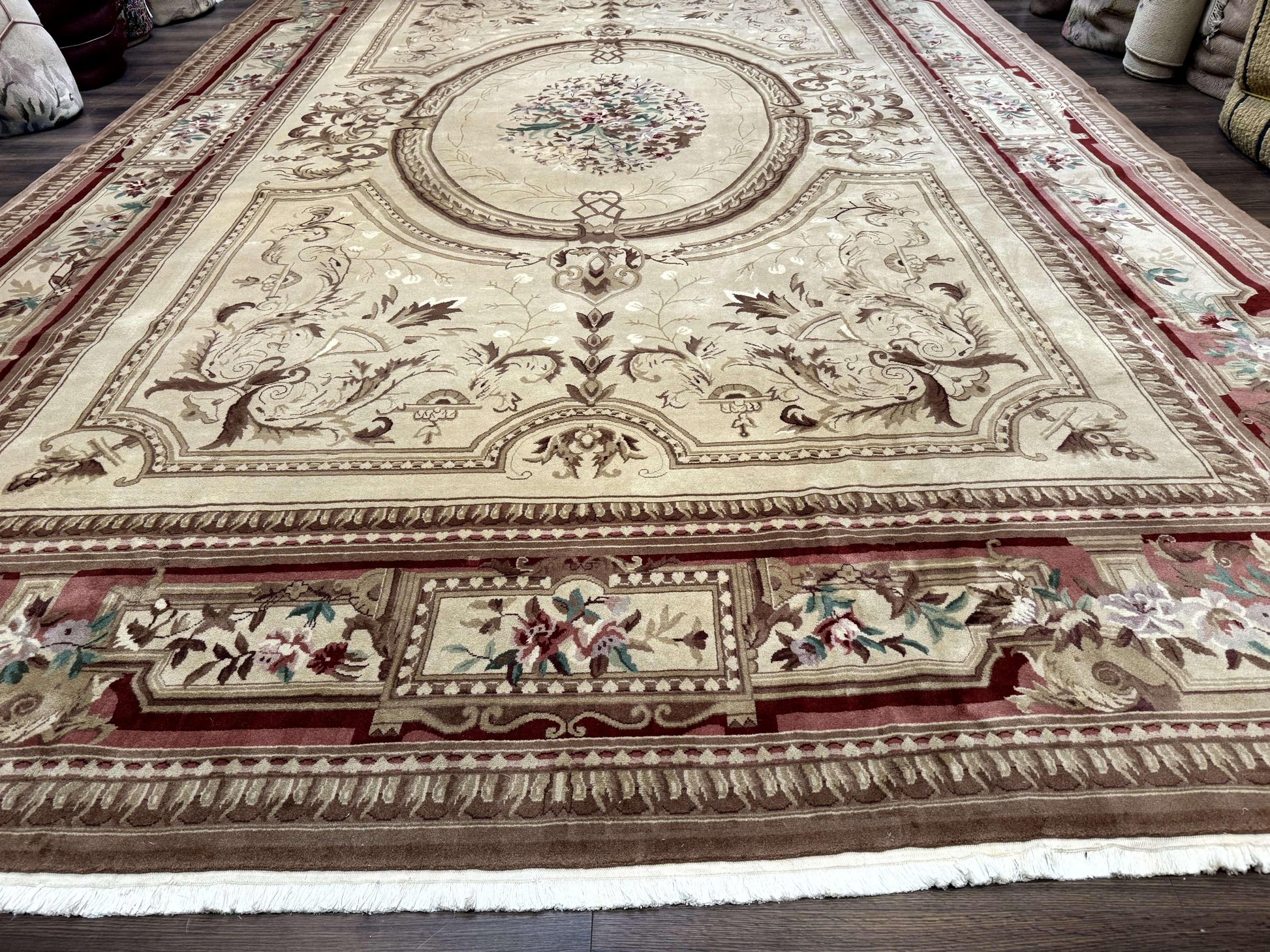 Palace Size Aubusson Rug 12x18, Extra Large, French European Carpet, Soft Wool Pile, Elegant - Nuvé