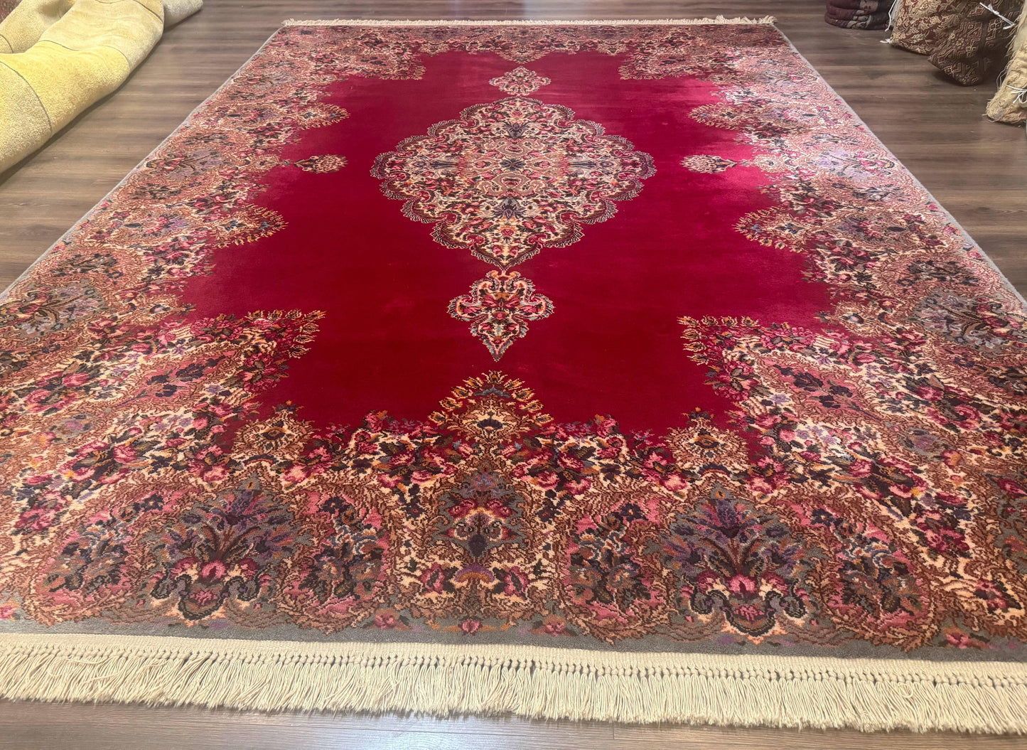 Karastan Rug 8.8 x12 Red Kirman #762, Original 700 Series, Vintage Karastan Carpet, Discontinued Karastan Rug, Karastan Wool Area Rug - Nuvé
