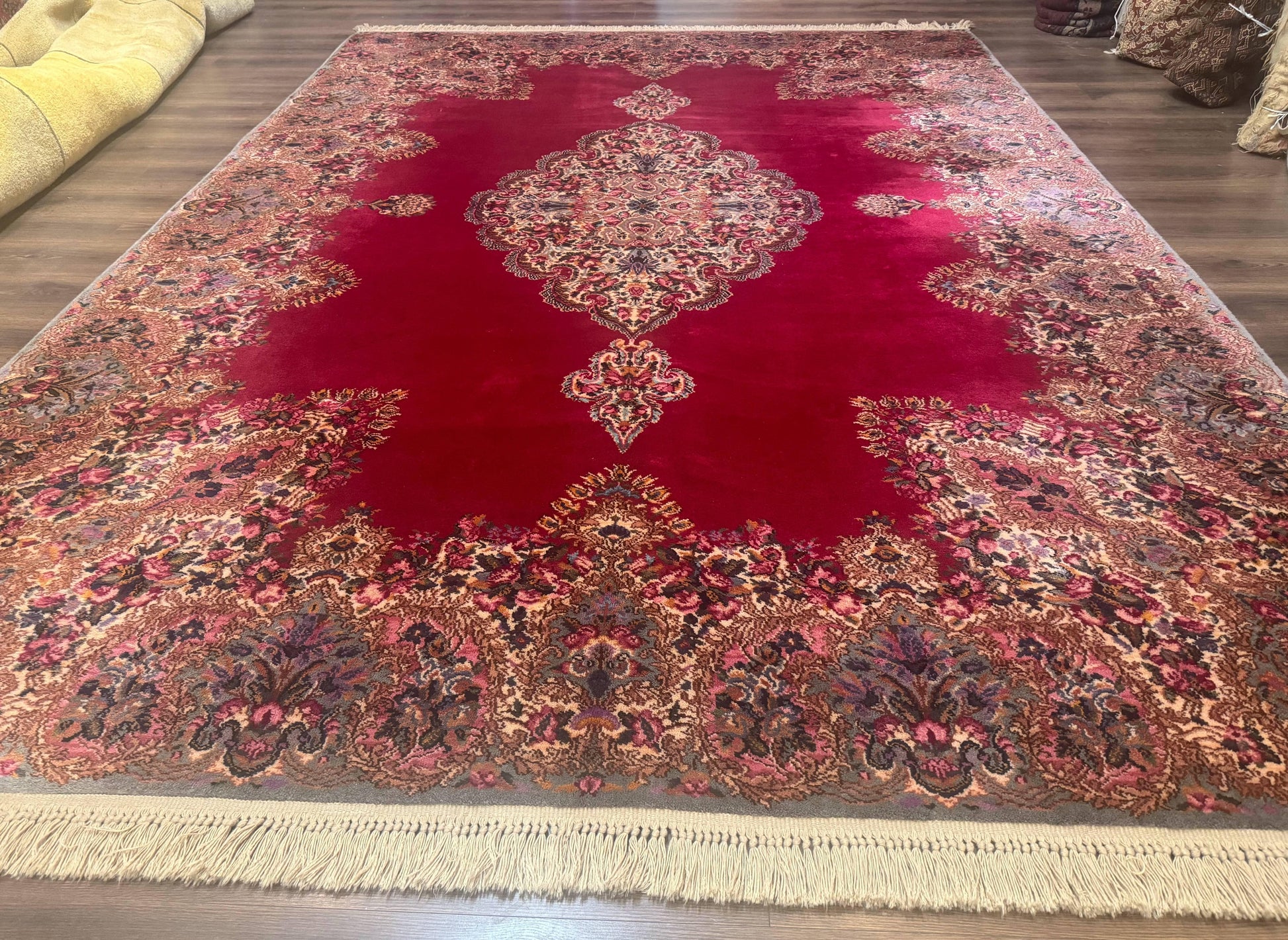 Karastan Rug 8.8 x12 Red Kirman #762, Original 700 Series, Vintage Karastan Carpet, Discontinued Karastan Rug, Karastan Wool Area Rug - Nuvé