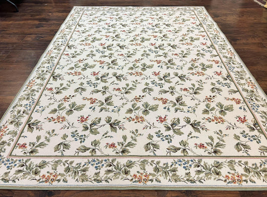 Vintage Stark Carpet 7x10, Ivory and Green, European Aubusson Design, Allover Pattern, Stark Rug - Nuvé