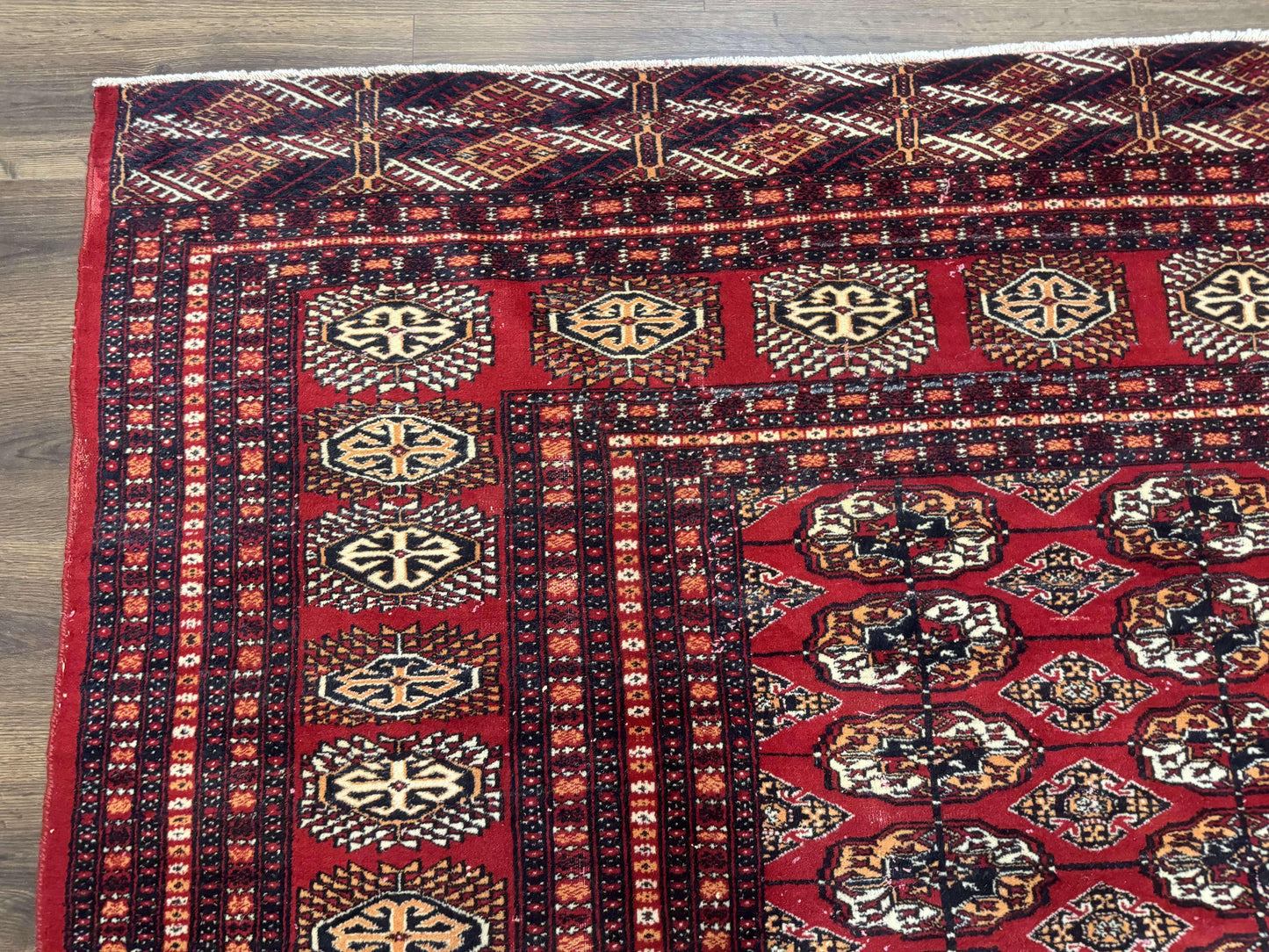 Bokhara Rug 9x12, Red Turkoman Rug, Pakistani Rug, Tribal Carpet, Wool Rug, Red Rug - Nuvé