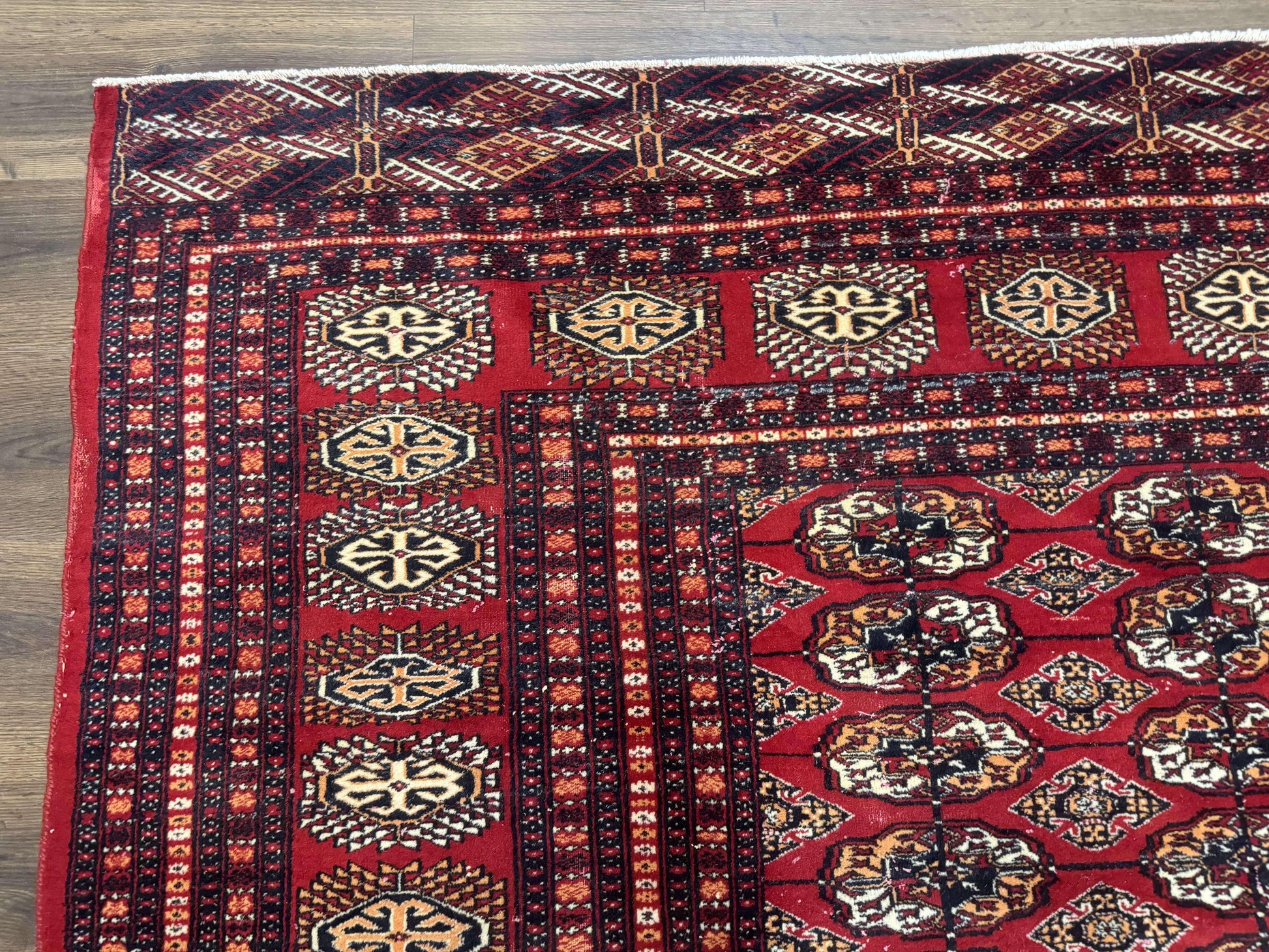 Bokhara Rug 9x12, Red Turkoman Rug, Pakistani Rug, Tribal Carpet, Wool Rug, Red Rug - Nuvé
