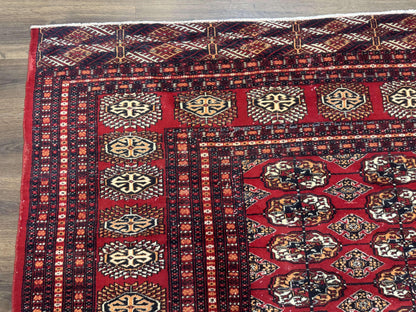 Bokhara Rug 9x12, Red Turkoman Rug, Pakistani Rug, Tribal Carpet, Wool Rug, Red Rug - Nuvé