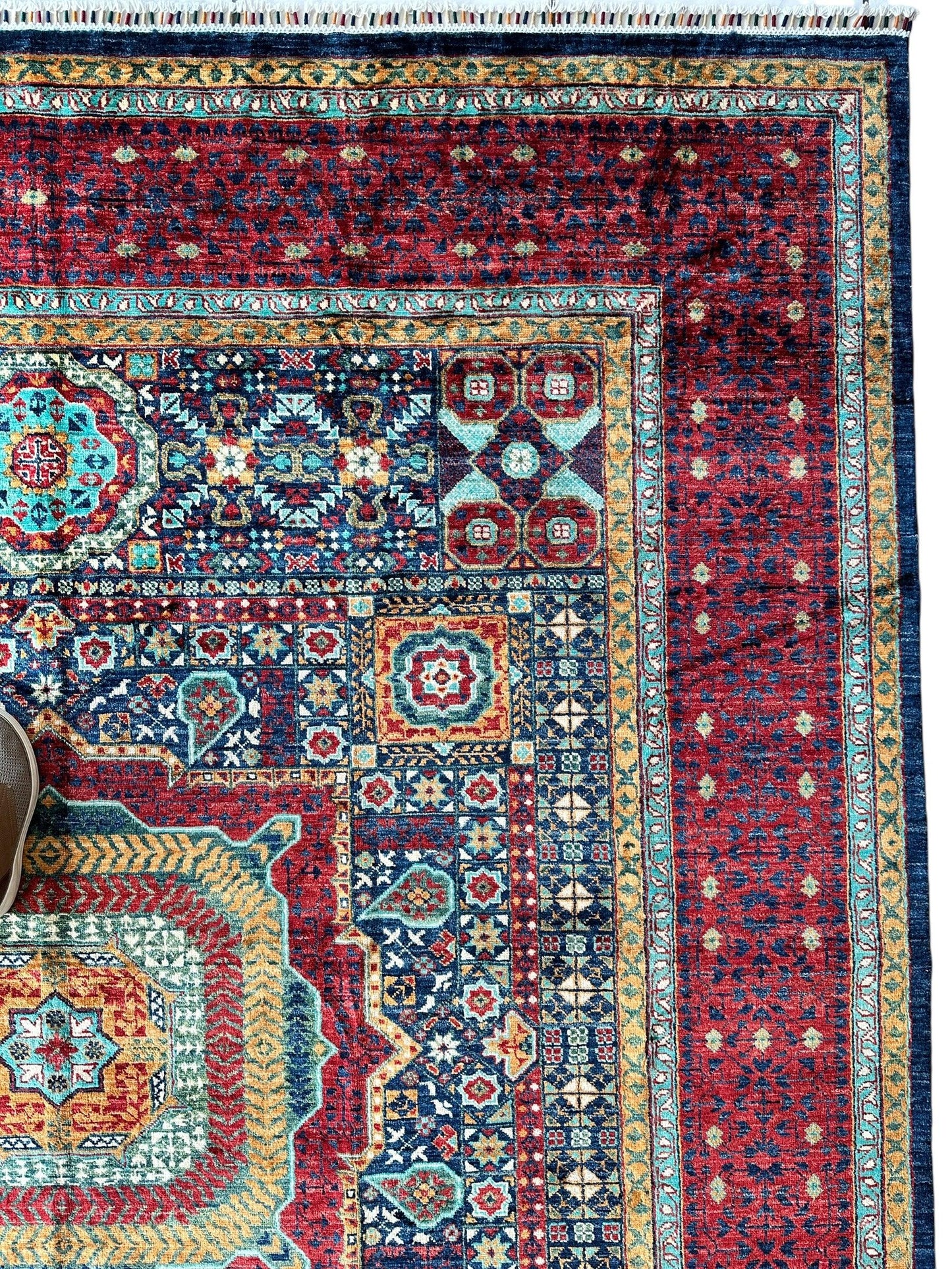 Hand-Knotted Mamluk Wool Rug – 8'4" x 9'9" – Intricate Geometric Masterpiece - Nuvé