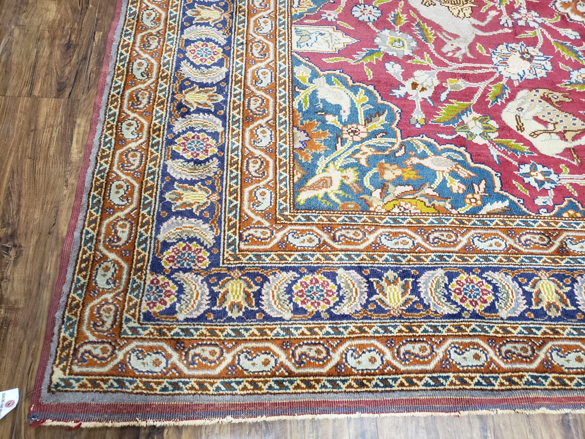 Antique Turkish Sivas Area Rug 8x11, Hand-Knotted, Vintage Red Wool Carpet, Gazelles Lions, Boteh Border, 8' x 11' Top Quality Oriental Rug - Nuvé