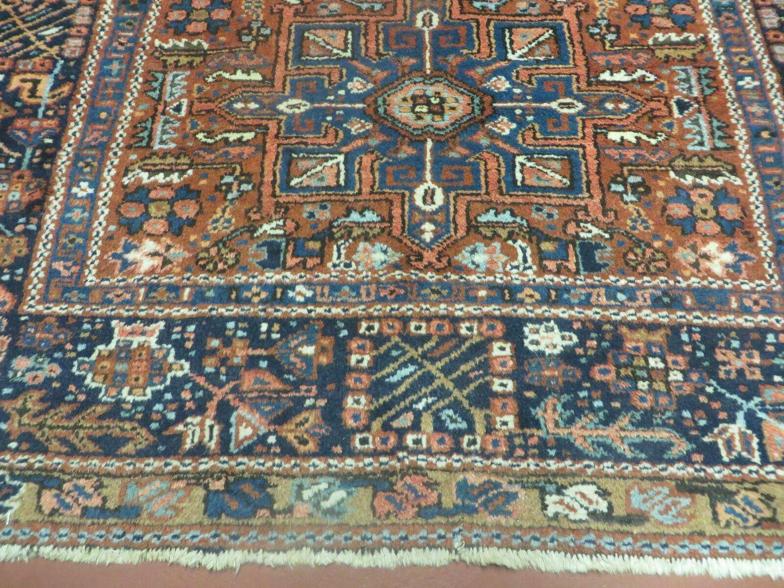 Persian Karajeh Rug 5x6, Antique Geometric Medallion Carpet - Nuvé
