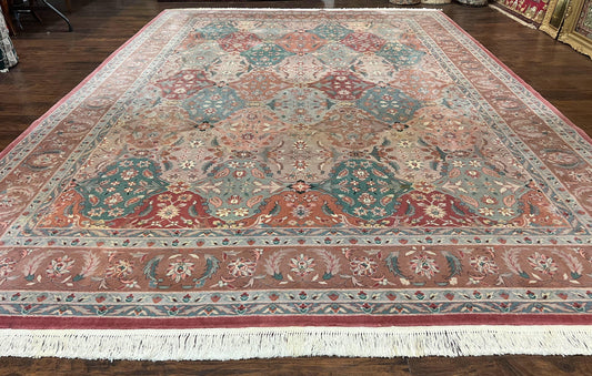 Sino Persian Rug 10x14, Multicolor Panel Design, Wool Handmade Vintage Large Rug - Nuvé