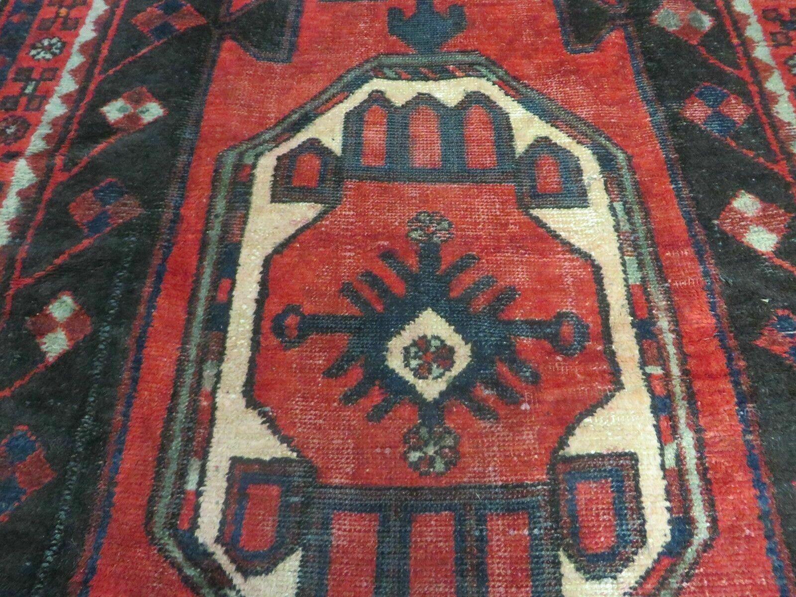 4' X 8' Antique Handmade India Geometric Oriental Tribal Wool Rug Red # 603 - Nuvé