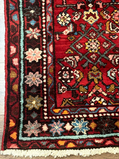 Red Persian Rug 4x7, Village Rug, Wool Vintage Carpet - Nuvé
