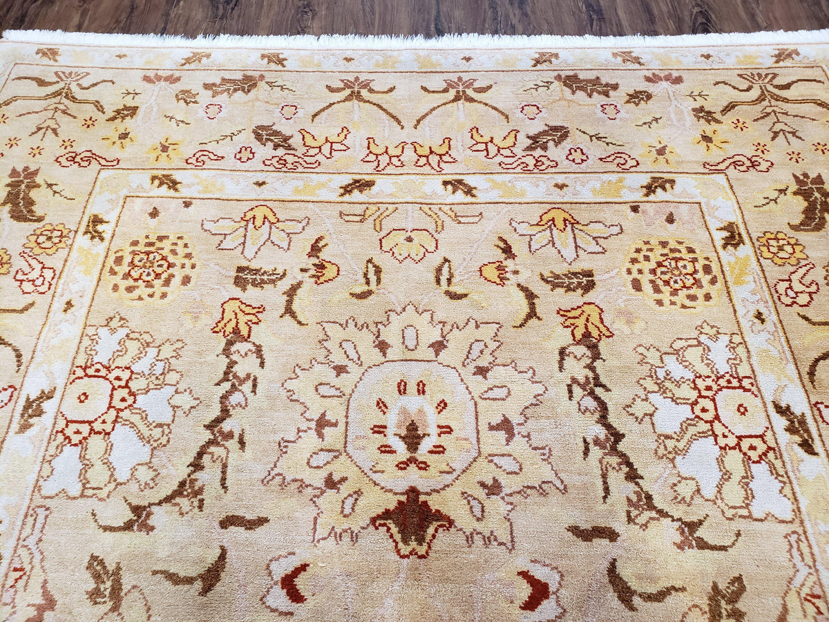 Vintage Turkish Oushak Area Rug 6x9, Wool Hand-Knotted