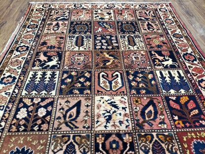 Antique Persian Bakhtiari Rug circa 1920s, Kheshti Panel Design, Wool, Hand-Knotted, 5'3" x 10' - Nuvé