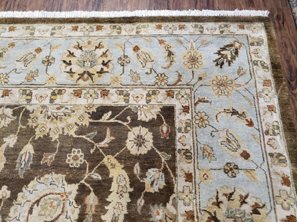 9x12 Vintage Handmade Wool Rug Carpet Indo Mahal Oushak Nice Brown Blue - Nuvé
