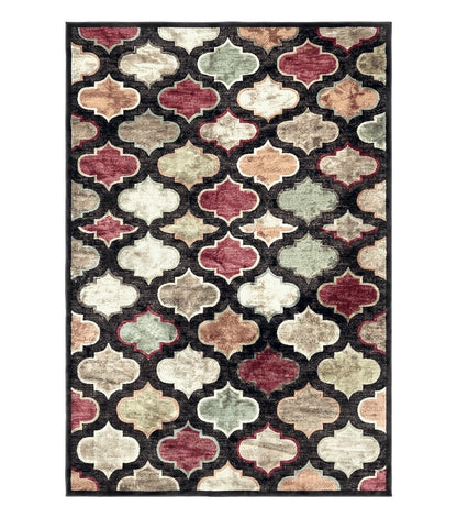 Panel Design Rug 5x7, Multicolor Contemporary Area Rug, Small Living Room Rug