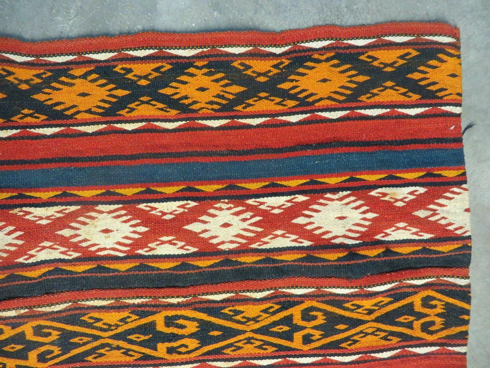 6' X 10' Antique 1930 Turkish Jajim Kilim Handmade Flat Weave Wool Rug Veg Dye - Nuvé