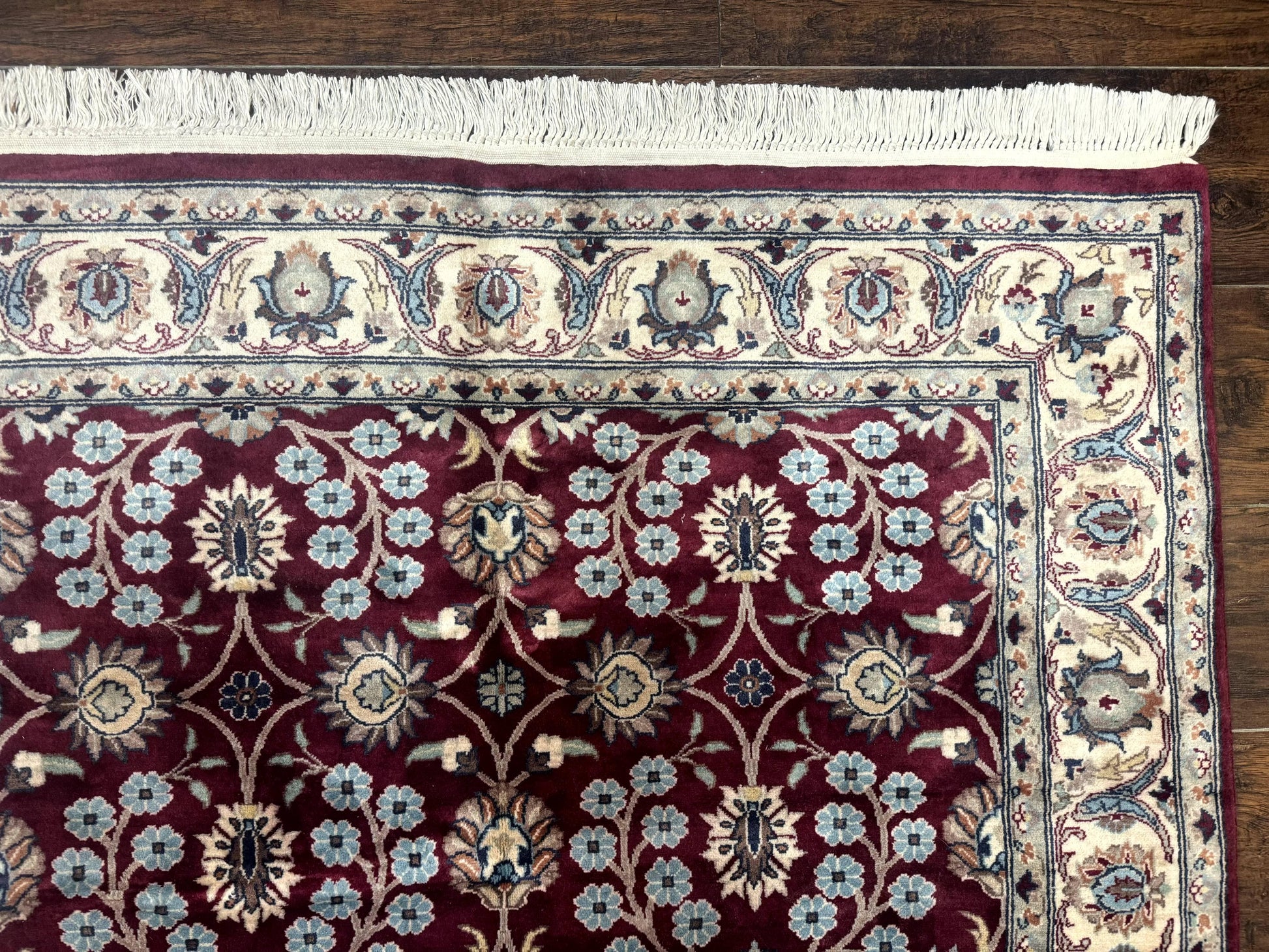 Pak Persian Rug 4x6, Floral Allover, Vintage Wool Carpet, Plum and Ivory - Nuvé