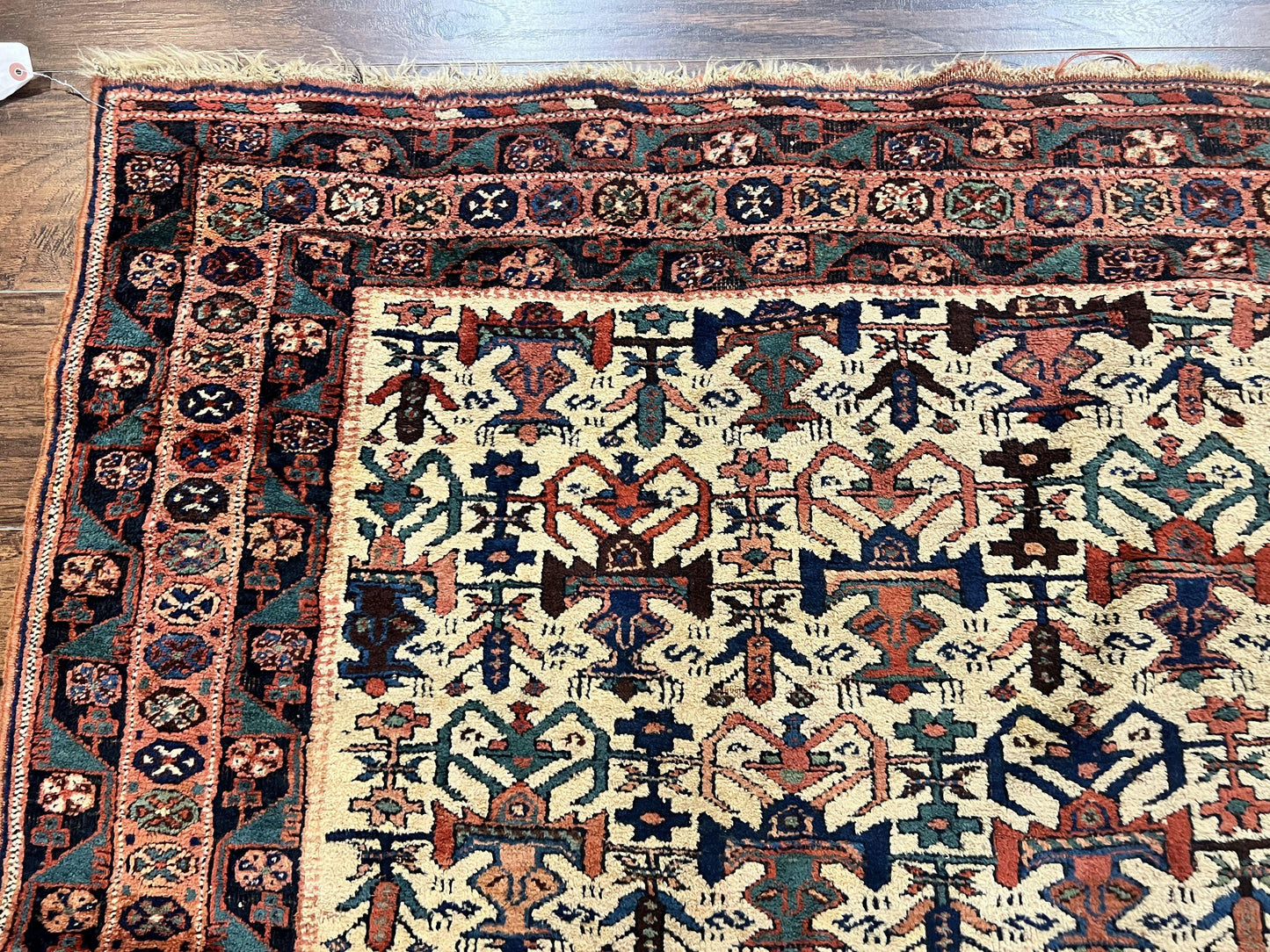 Persian Afshar Rug 5x6, Allover Repeated Motif, Wool Tribal Carpet, Handmade Semi Antique Rug - Nuvé
