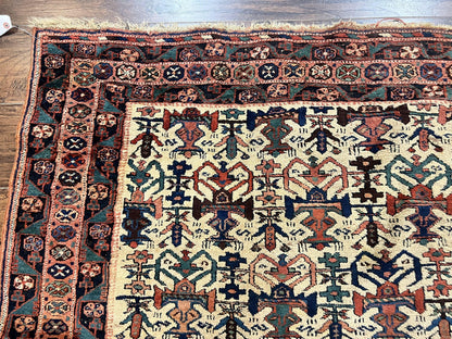 Persian Afshar Rug 5x6, Allover Repeated Motif, Wool Tribal Carpet, Handmade Semi Antique Rug - Nuvé