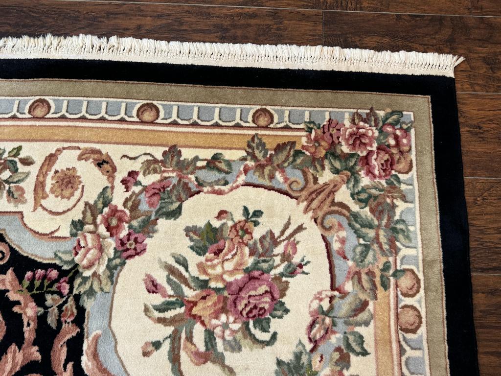 Aubusson Rug 8x10, Floral, Wool Pile, Elegant, European Design, Handmade, Fine - Nuvé