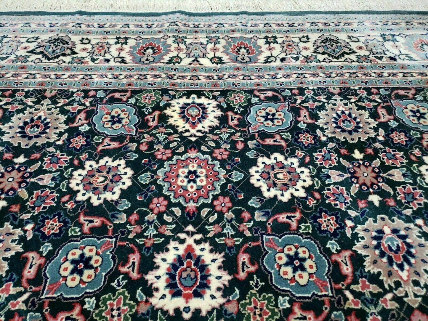 8' X 10' Handmade Indian Oriental Wool Rug Carpet Organic Dye Forest Green Nice - Nuvé