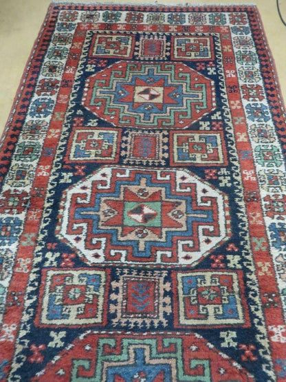 3 '4" X 10' Vintage Handmade Turkish Kazak Caucasian Wool Runner Rug Red Nice - Nuvé