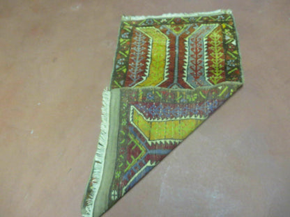 Small Turkish Yastik Rug 1.9 x 2.10, Antique Handmade Oushak Carpet - Nuvé