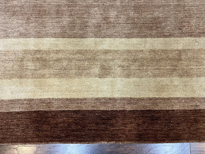 Indo Gabbeh Rug 5x8, Contemporary Wool Stripped Modern Area Rug, Hand Knotted Medium Sized Carpet - Nuvé