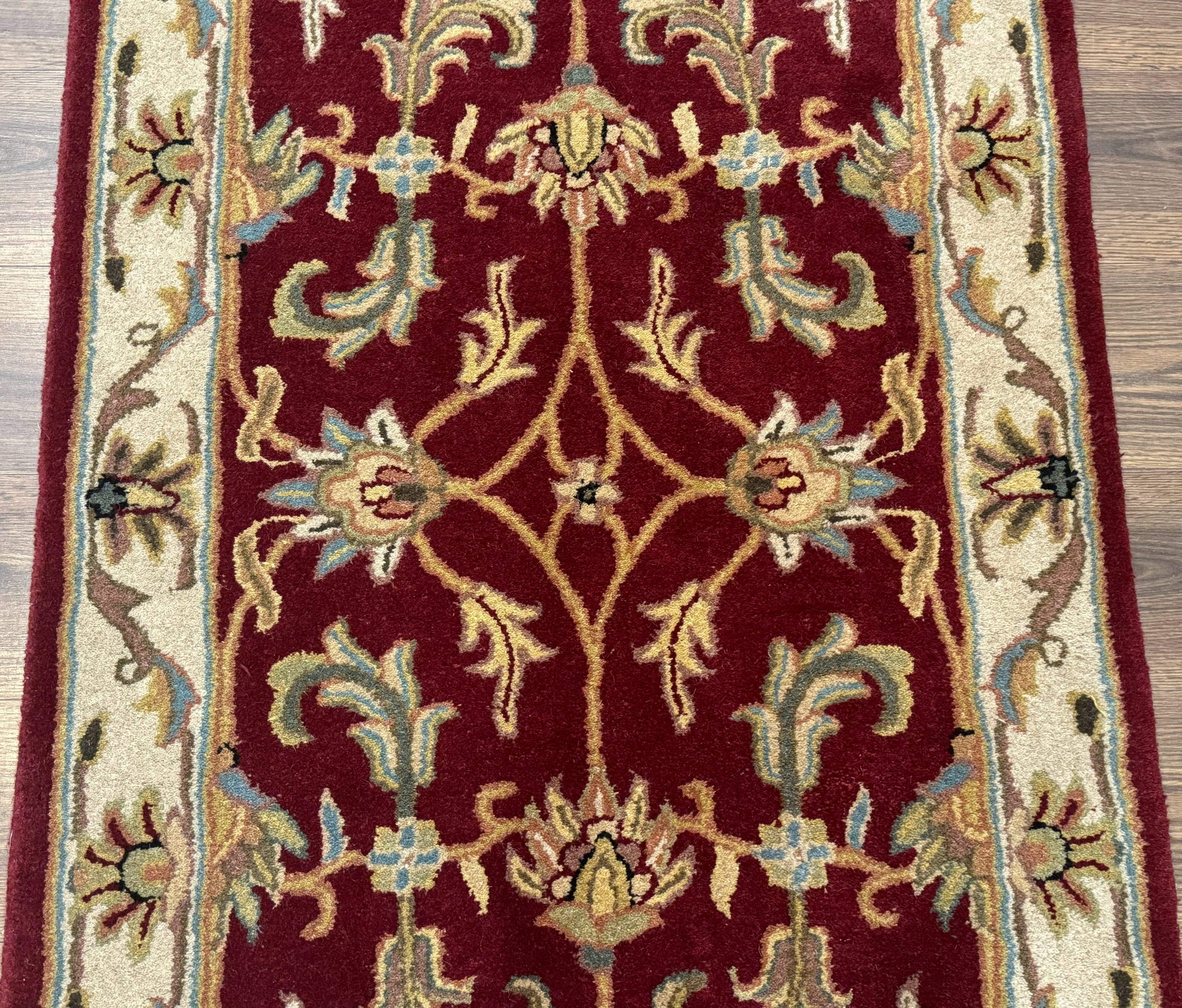 Small Floral Wool Rug 3x5, Safavieh Heritage Collection, Dark Red, Pair B - Nuvé