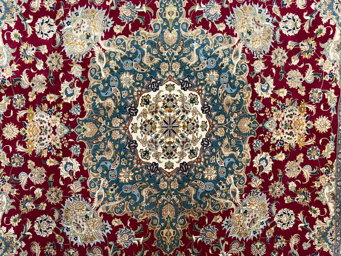 Stunning Persian Tabriz Rug 5x7, Signed by Masterweaver, Maroon, Floral Medallion, Ultra Fine 70 Raj 625 KPSI, Kork Wool Silk Foundation, Handmade - Nuvé