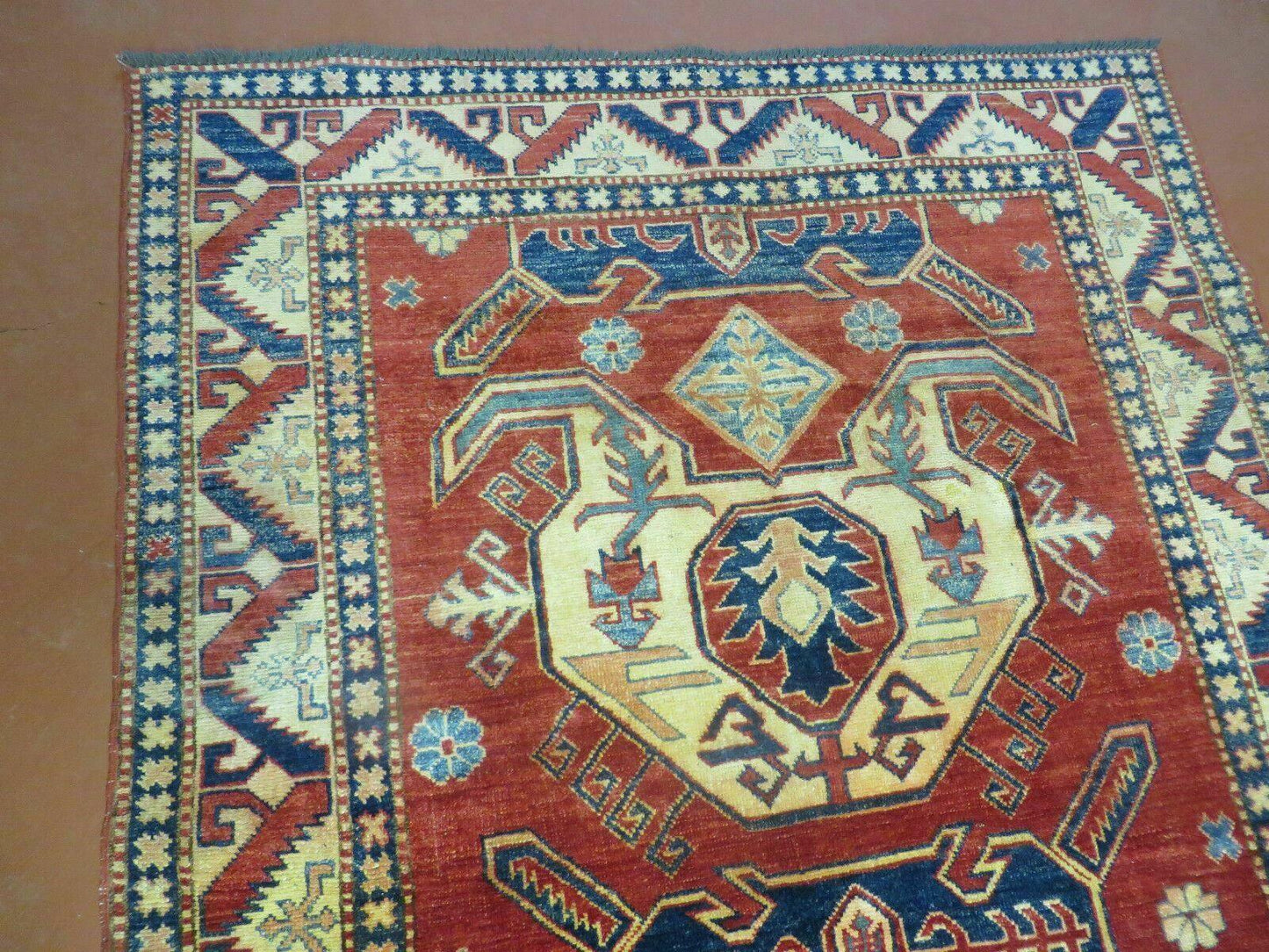 4' X 6' Vintage Handmade Turkish Kazak Pattern Wool Rug Carpet Nice - Nuvé
