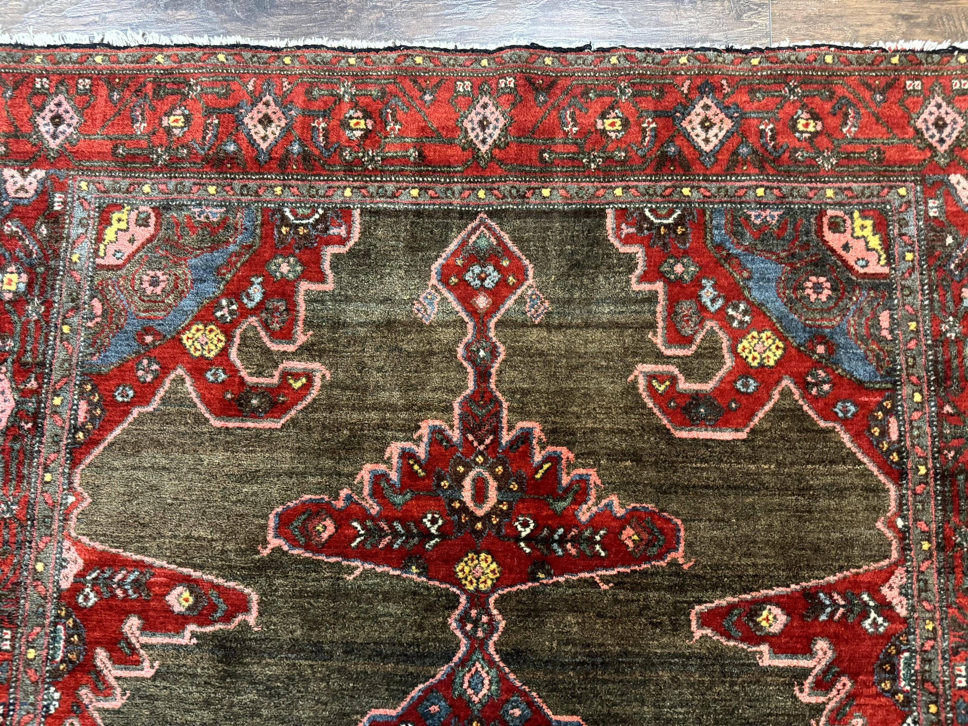 Antique Persian Tribal Rug 5x7, Geometric Wool Carpet, Kurdish Senneh Rug - Nuvé