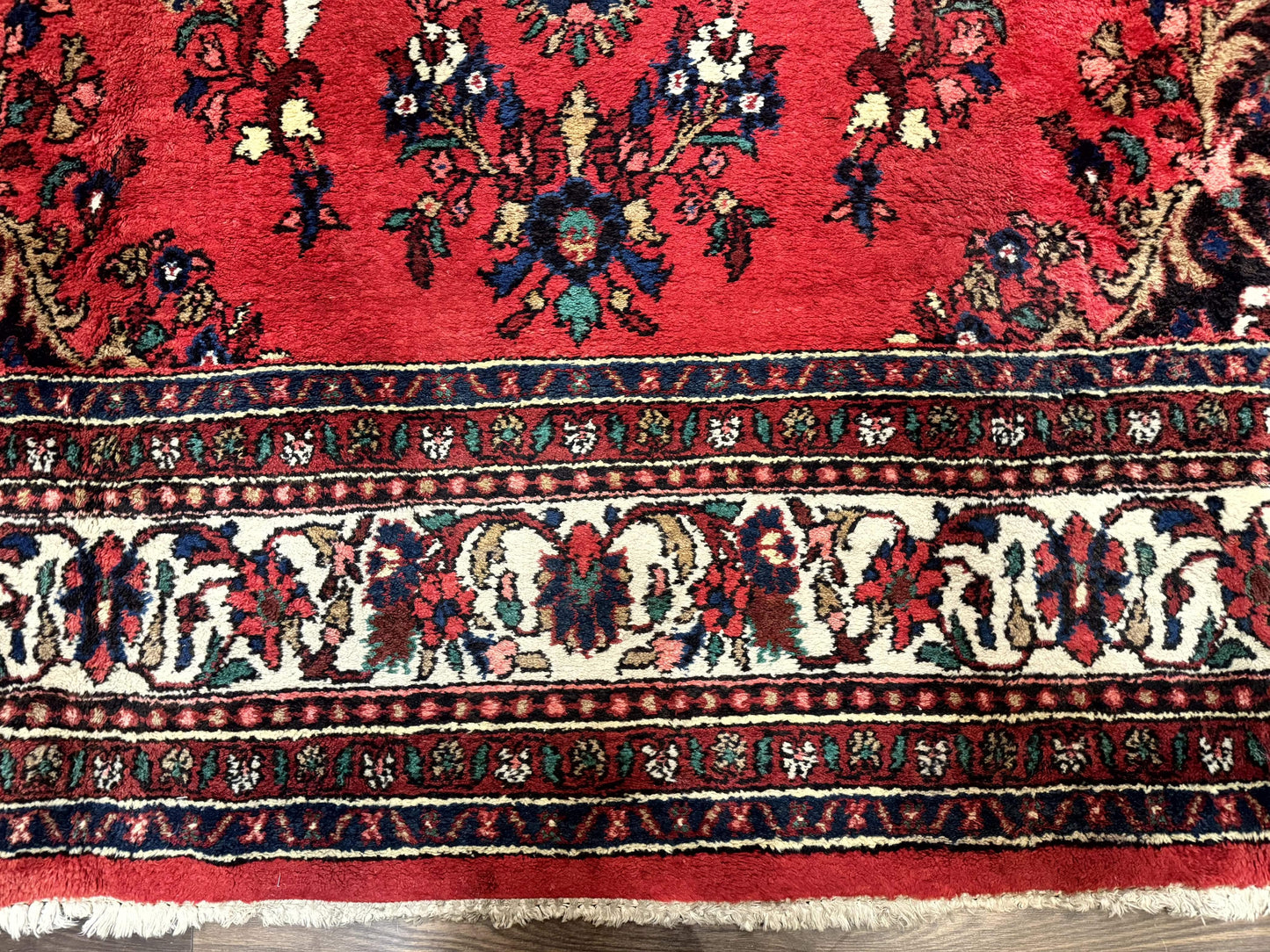 Palace Size Persian Rug 11x18, Red, Bibikabad Rug, Handmade Large Wool Carpet, Persian Hamadan Rug, Dargazin Rug - Nuvé