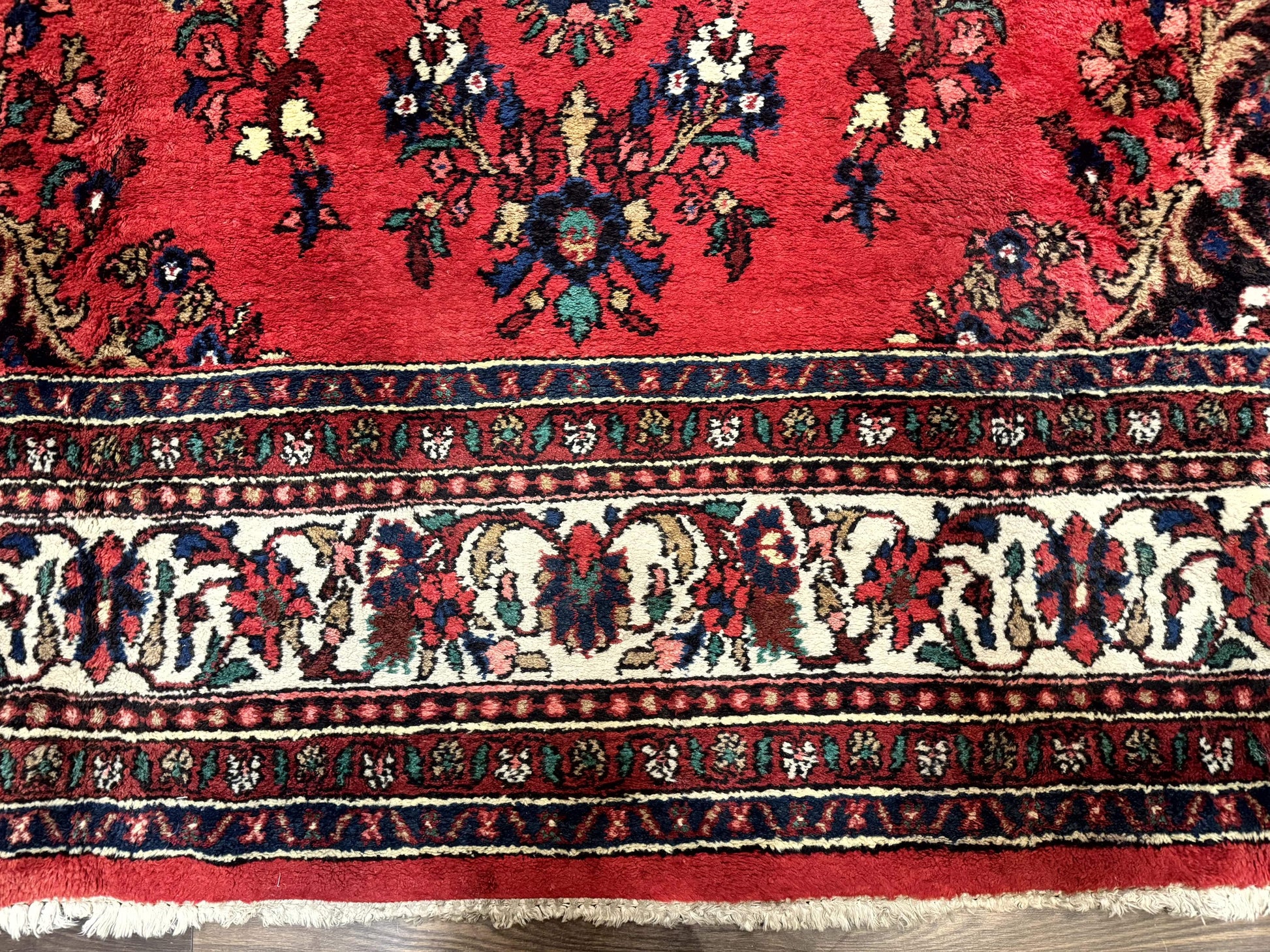 Palace Size Persian Rug 11x18, Red, Bibikabad Rug, Handmade Large Wool Carpet, Persian Hamadan Rug, Dargazin Rug - Nuvé