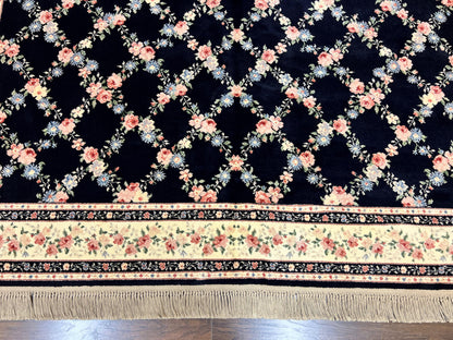 Karastan Rug 8' 8" x 12" Garden of Eden Collection Ebony Trellis #509/1270, Wool Pile Discontinued Vintage Karastan Carpet, Room Sized Rug - Nuvé