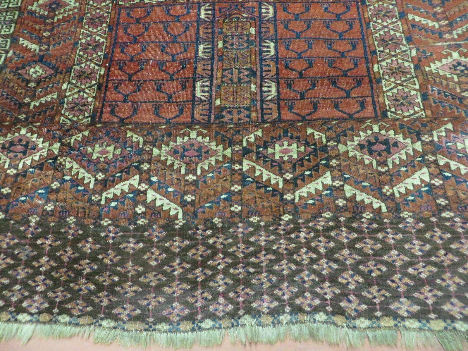 Antique Turkoman Ensi Wool Rug 4x5 - Nuvé