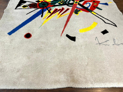 Danish Rya Shag Rug 6x9, EGE Axminster Carpet, Ivory, Modern Abstract Rug, Signed by Designer - Nuvé