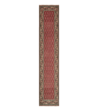 Persian Tabriz Runner Rug 3x16, Paisley Boteh Design, Red and Cream, Rug for Hallway, 16ft Wool Runner