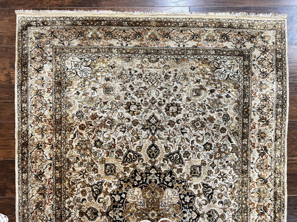 Persian Qum Silk Rug, Floral Medallion, Very Fine 60 Raj 475 KPSI, Handmade Hand Knotted Oriental Carpet, Silk on Silk - Nuvé