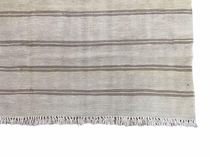 5x8 Turkish Kilim Rug, Flatweave Carpet, Striped Blanket, Southwestern Design, New, Gray, Wool, High Quality, Hand-Knotted - Nuvé