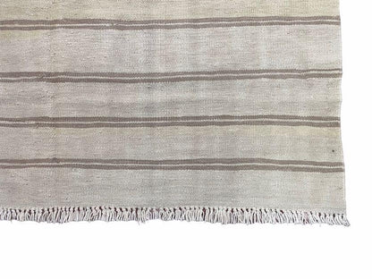 5x8 Turkish Kilim Rug, Flatweave Carpet, Striped Blanket, Southwestern Design, New, Gray, Wool, High Quality, Hand-Knotted - Nuvé