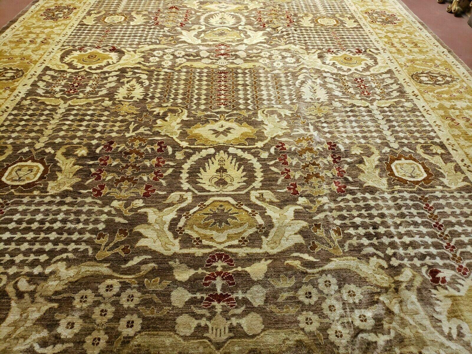 10' X 14' Handmade Pak Peshavar Chobi Agra Wool Carpet Coffee Brown Gold - Nuvé