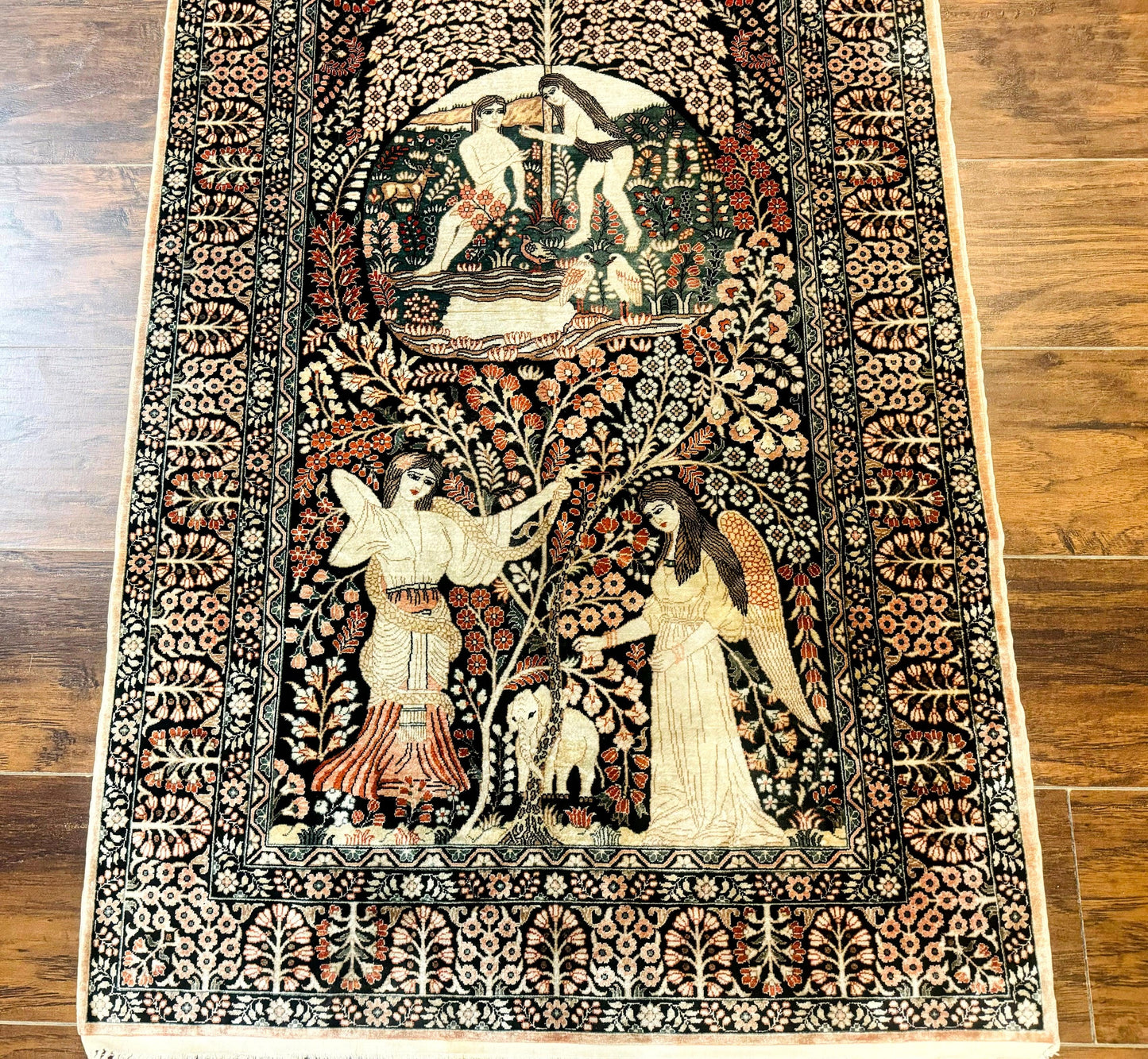 Stunning Sino Persian Pictorial Rug 2.7 x 4, Garden of Eden Adam & Eve Tree of Life Design, Extremely Fine 580 KPSI, Masterpiece - Nuvé