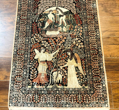 Stunning Sino Persian Pictorial Rug 2.7 x 4, Garden of Eden Adam & Eve Tree of Life Design, Extremely Fine 580 KPSI, Masterpiece - Nuvé
