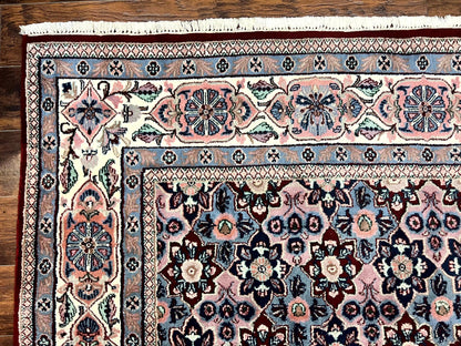 Indo Persian Rug 8x10, Repeated Allover Pattern, Navy Blue Ivory, Handmade Vintage Wool Carpet - Nuvé