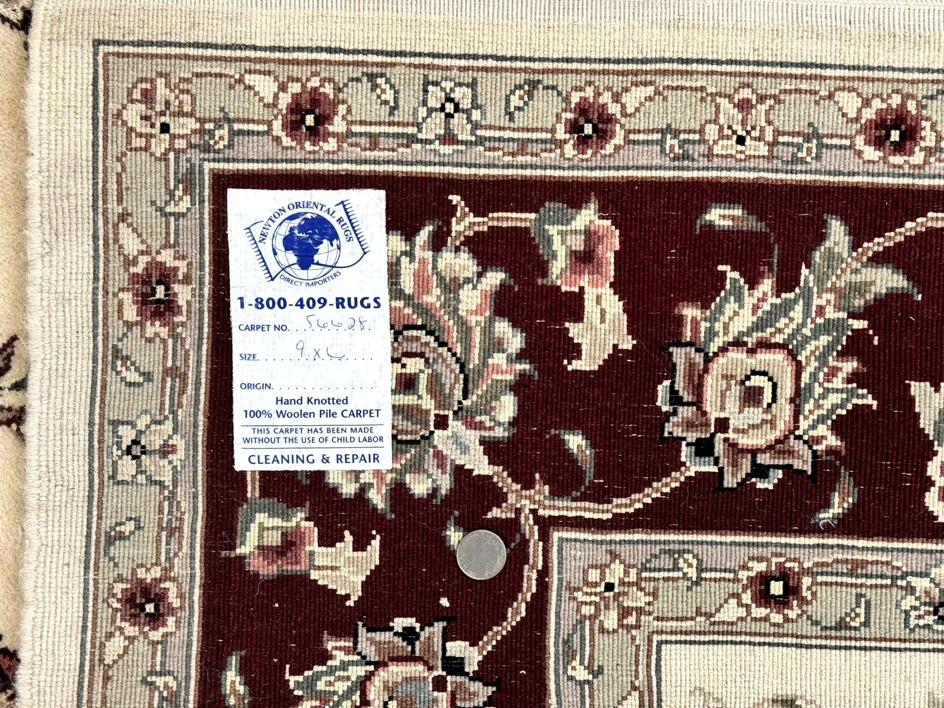 Ivory and Burgundy Pak Persian Rug 6x9 - Nuvé