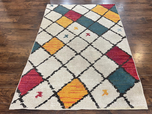 Panel Design Rug 5 x 7.6, Ivory/Beige & Multicolor - Nuvé